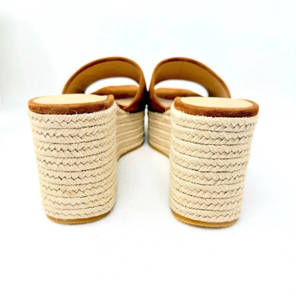 Veronica Beard Brown Suede Gable Espadrille Platform Wedge Sandal-Size 9